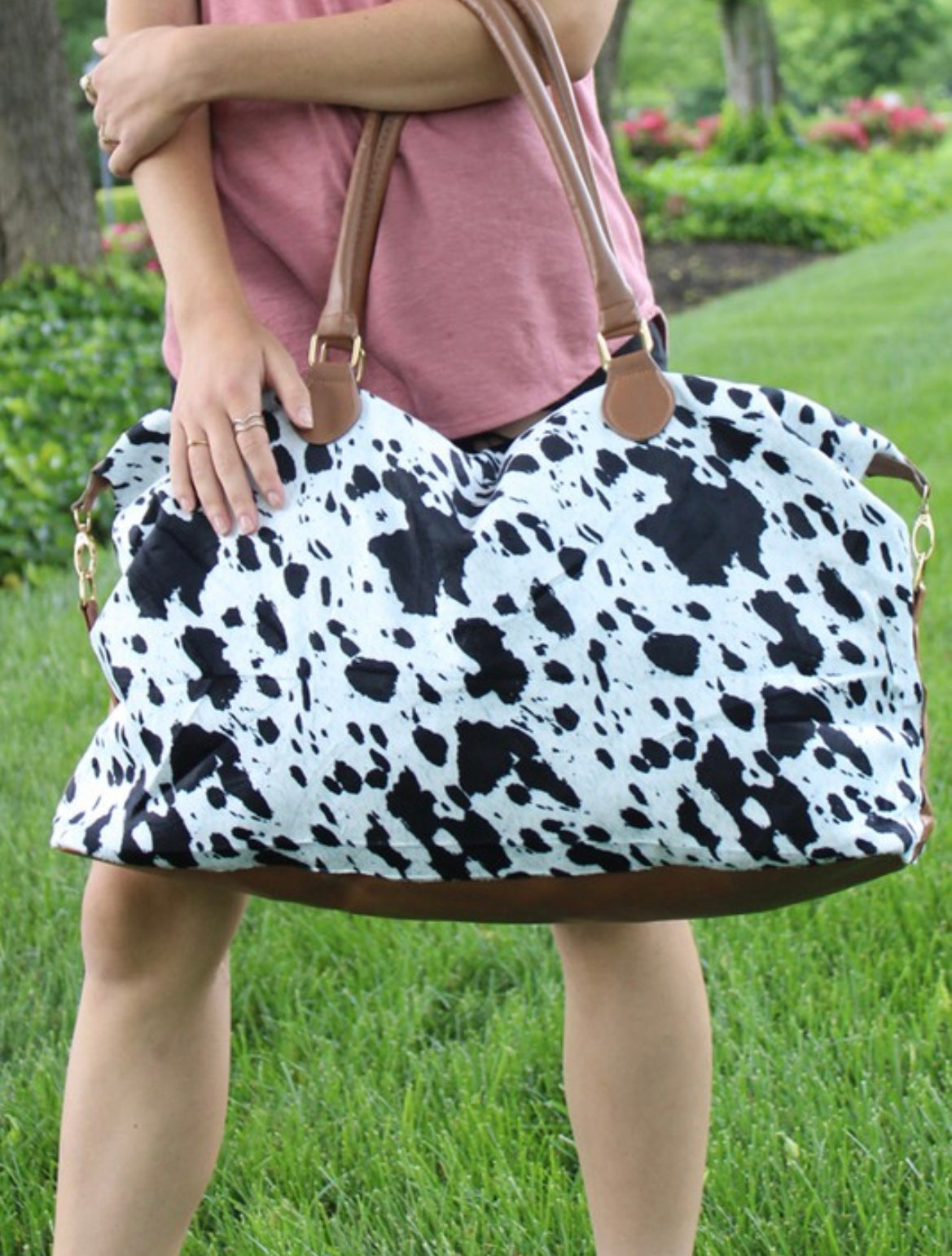 Cow print 2025 weekender bag