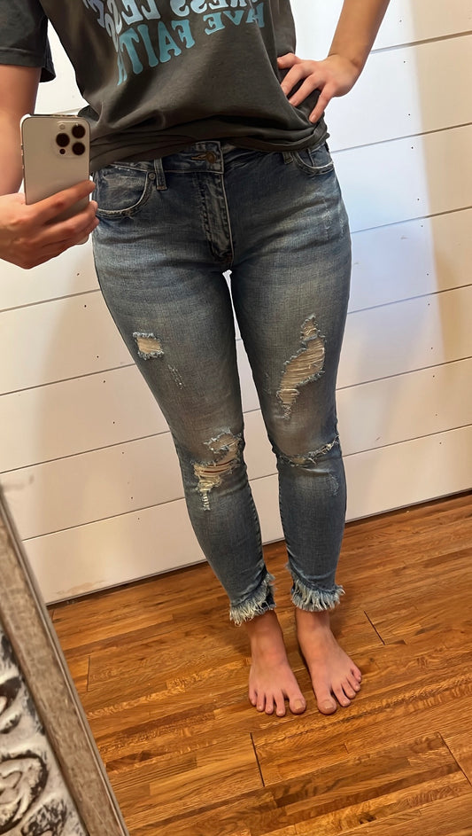 Mid Rise Hem Detail KanCan Skinny Jeans