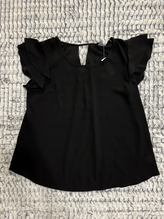 Black Short Ruffle Sleeve Shirt