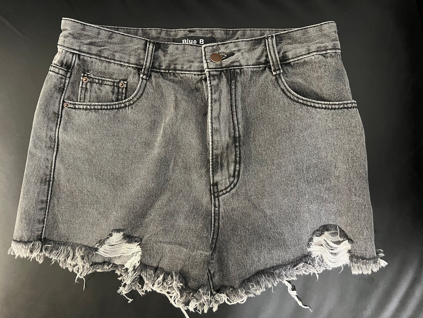 Black Distressed Jean Shorts