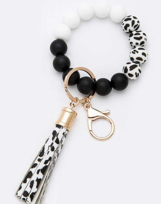 Black and White Leopard KeyChain