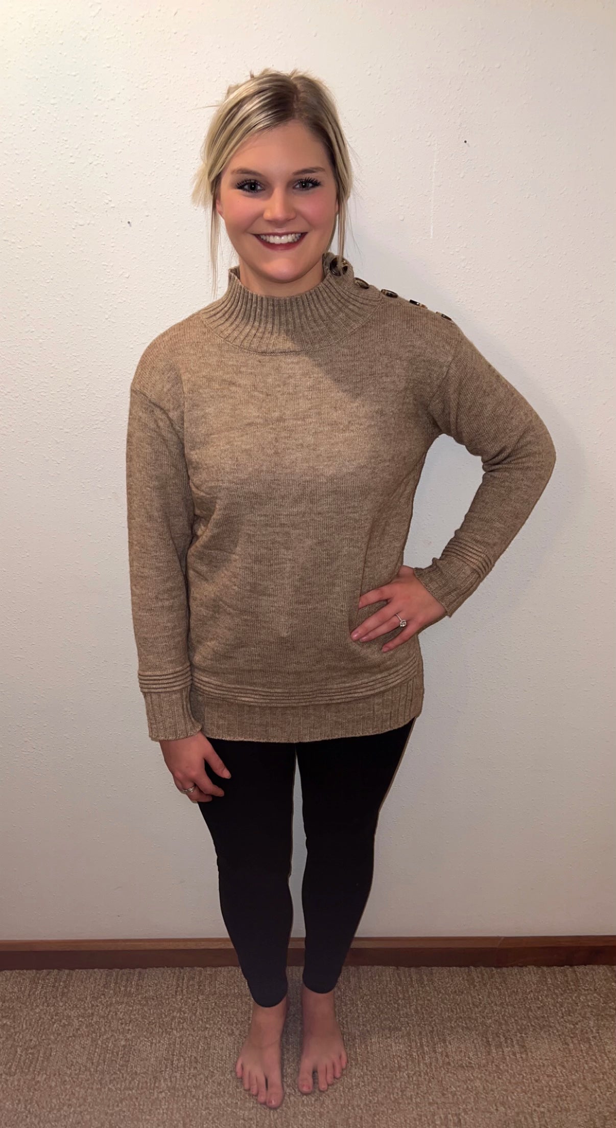 Taupe Button Sweater