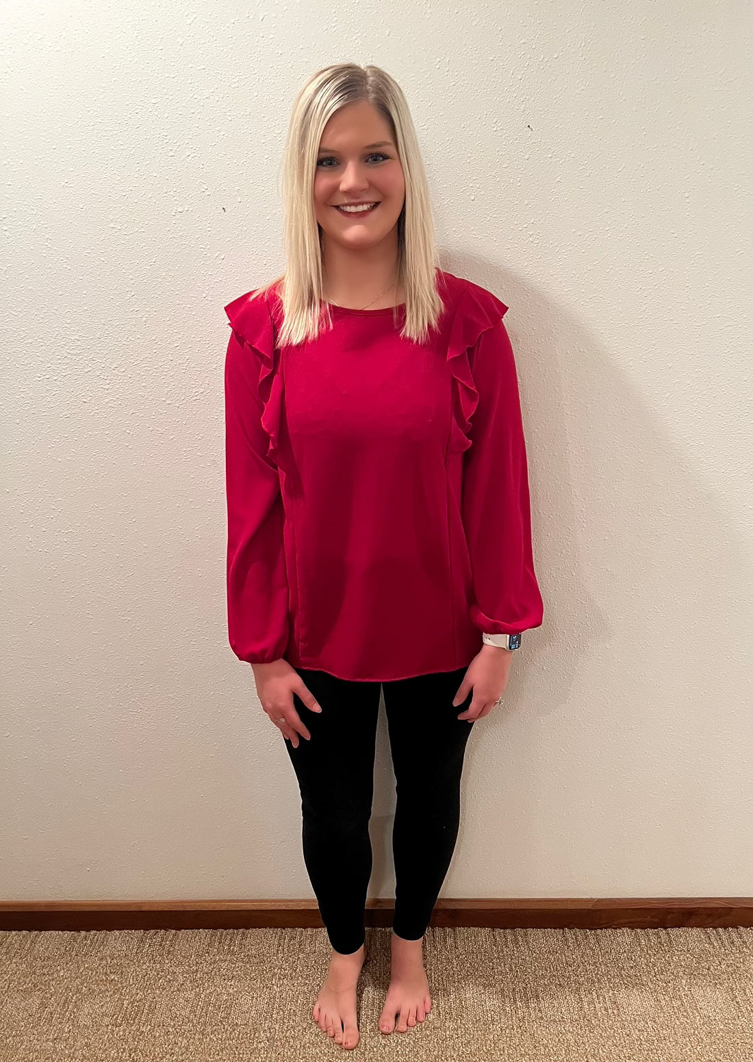 Red Ruffle Blouse