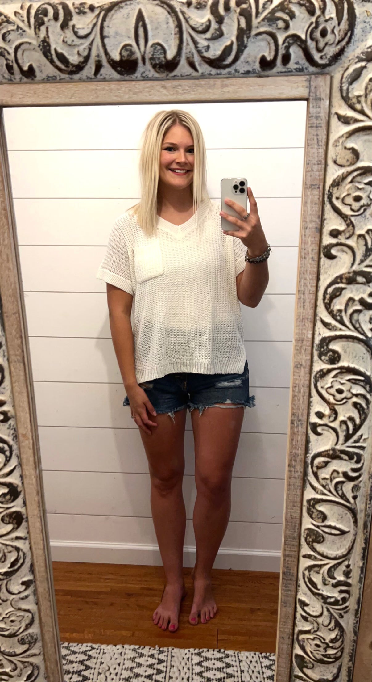 Ivory Short Sleeve Sweater