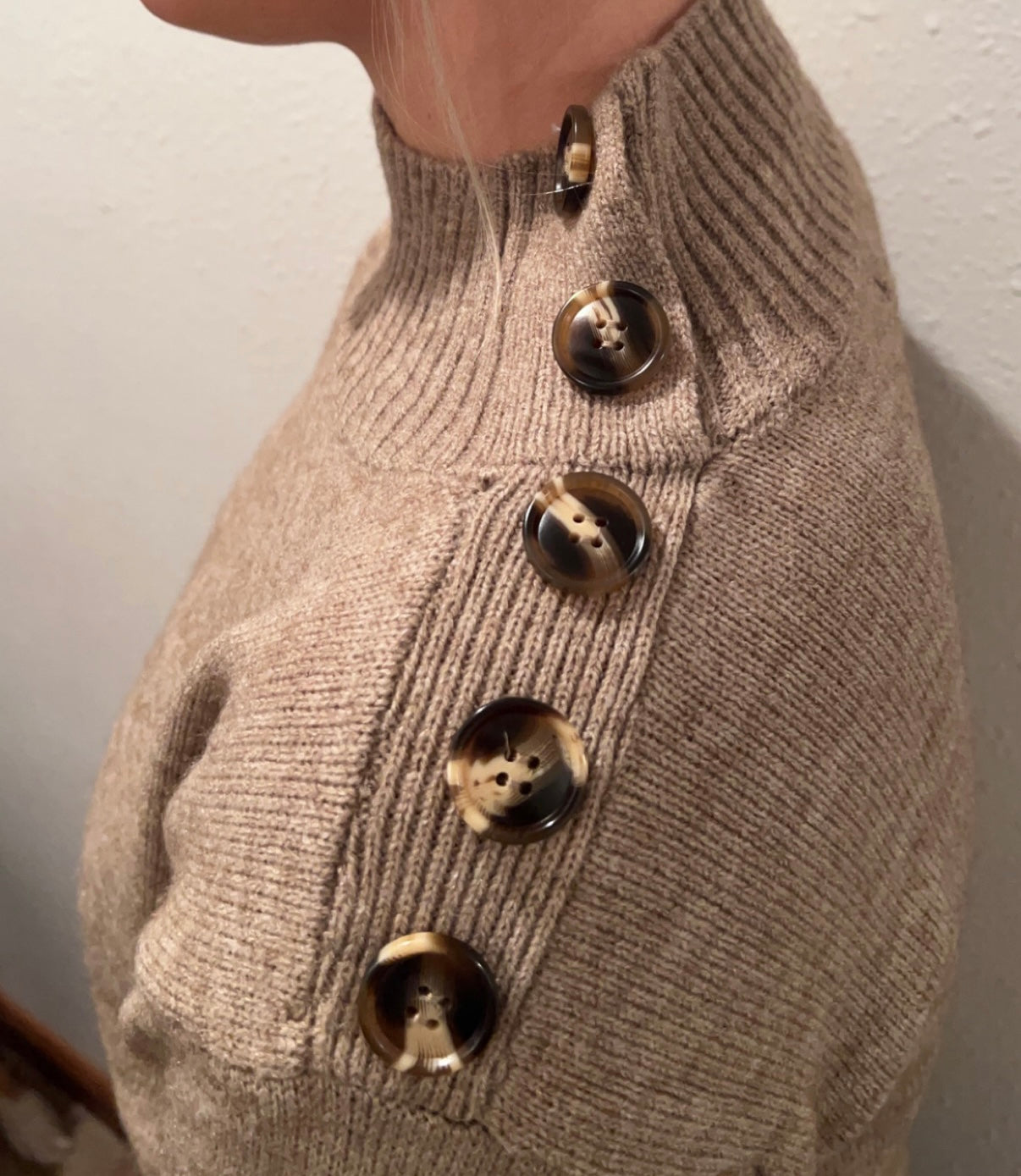 Taupe Button Sweater