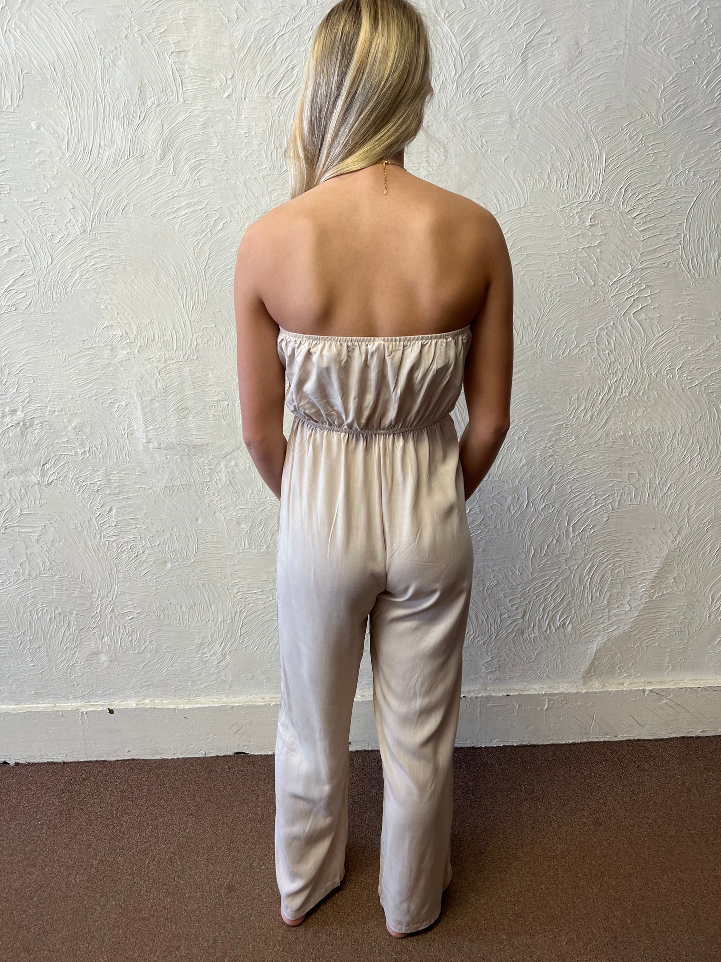 Khaki Strapless Jumpsuit